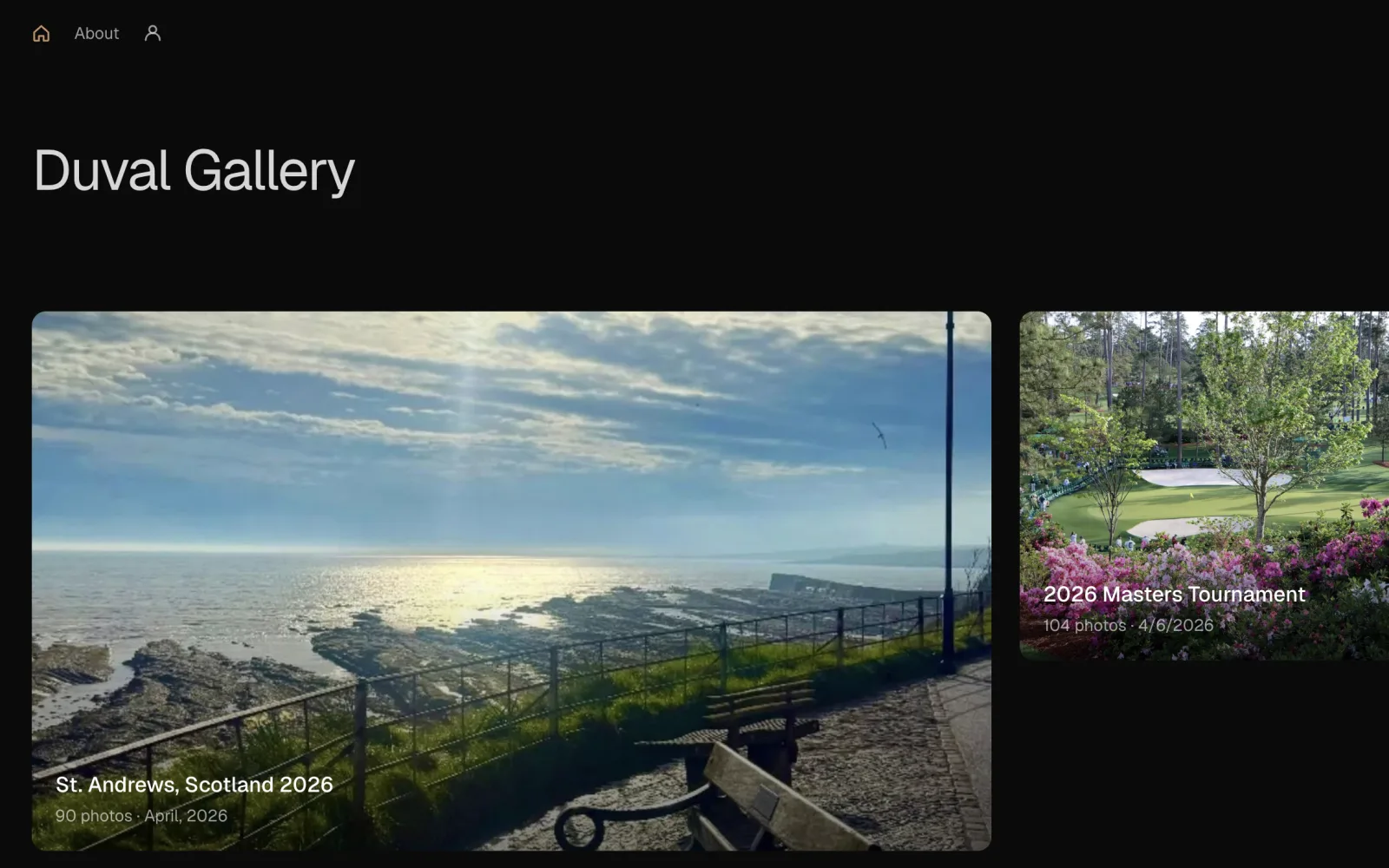 Duval Gallery homepage with photo albums